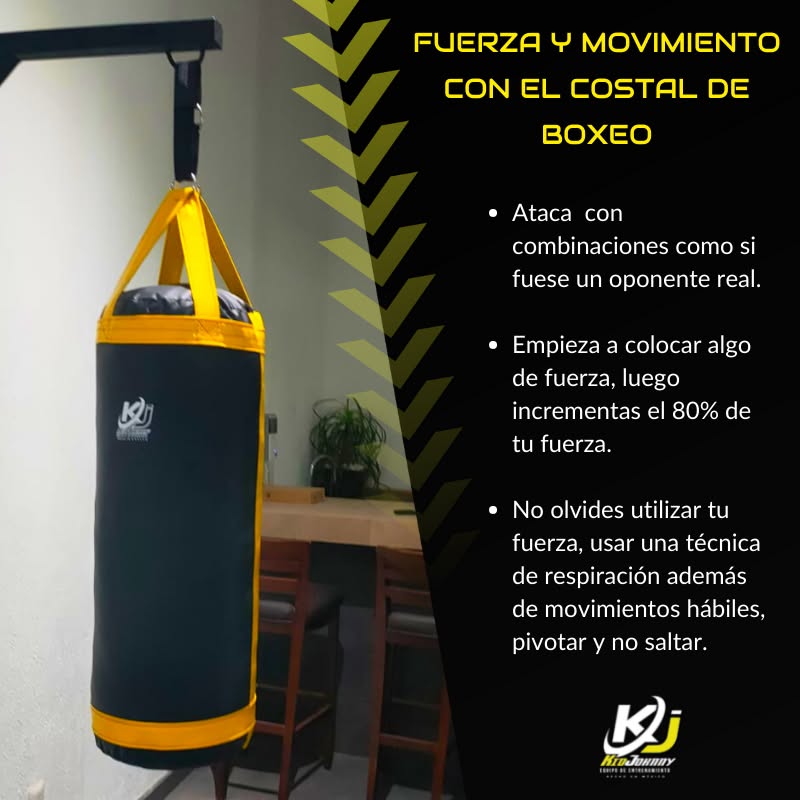 Costal recto amarillo y negro KIDJOHNNY para boxeo