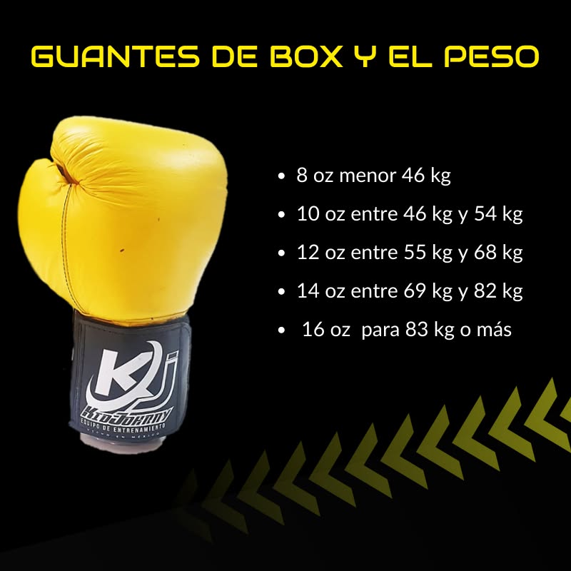 Guantes de box amarillos KIDJOHNNY y guía de onzas